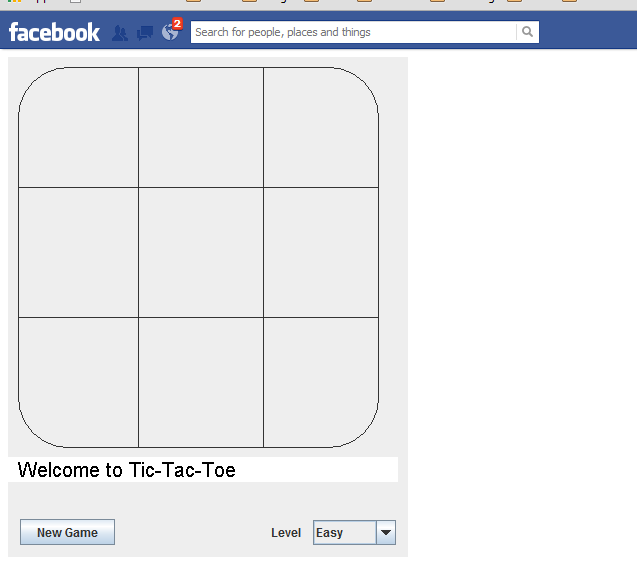 Tic Tac Toe game, written in Java, playing in Facebook